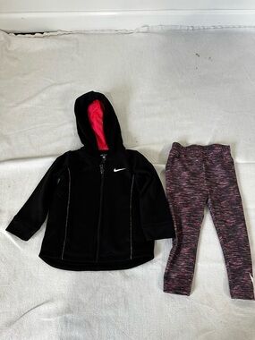 Nike Pink and Black Space-Dye Leggings